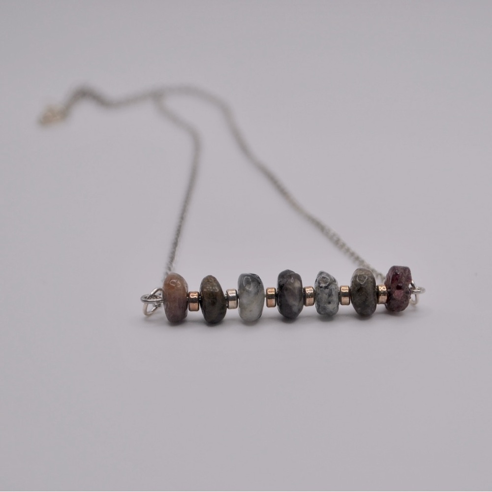Genuine Tourmaline Bar Necklace
